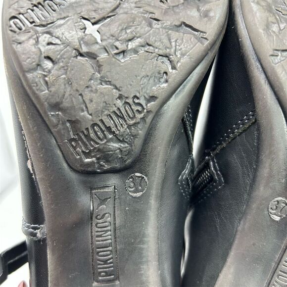 Pikolinos Black Leather Heeled Ankle Booties Size 37 (US 6.5-7) Classic Fall - Picture 11 of 13